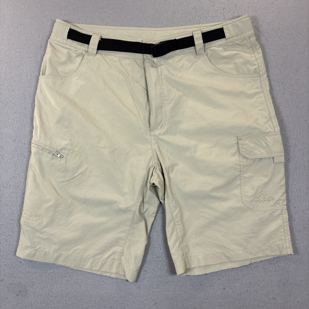 American‎ Outback Quest Cargo Shorts Hiking Adjustable Belt Beige Men's XL EUC